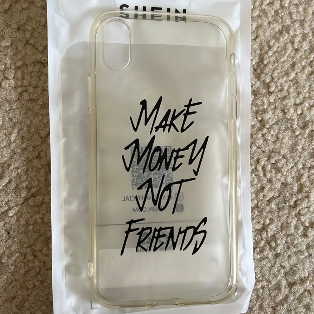 IPhone Case XR - Clear & reads “Make Money not Friends”